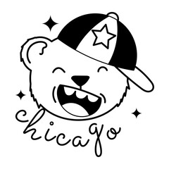 Ready to use glyph sticker of a happy teddy face 