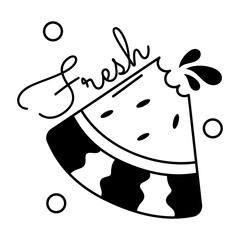 Grab glyph sticker of a fresh watermelon slice 