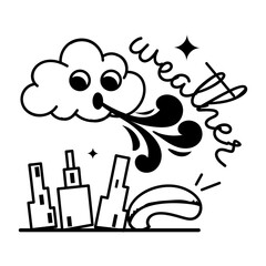 Modern glyph sticker depicting chicago weather 