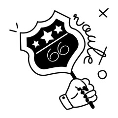 Obraz premium Grab glyph sticker of a route sign 