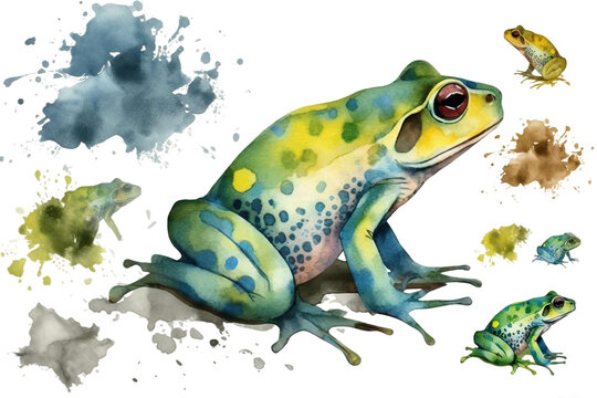 illustrations frogs perfect room any vector nature beautiful touch adding These watercolor