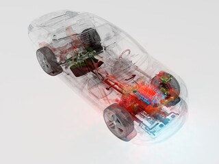 Transparent model cars.