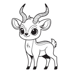 Line art of antelope cartoon vector illustration
