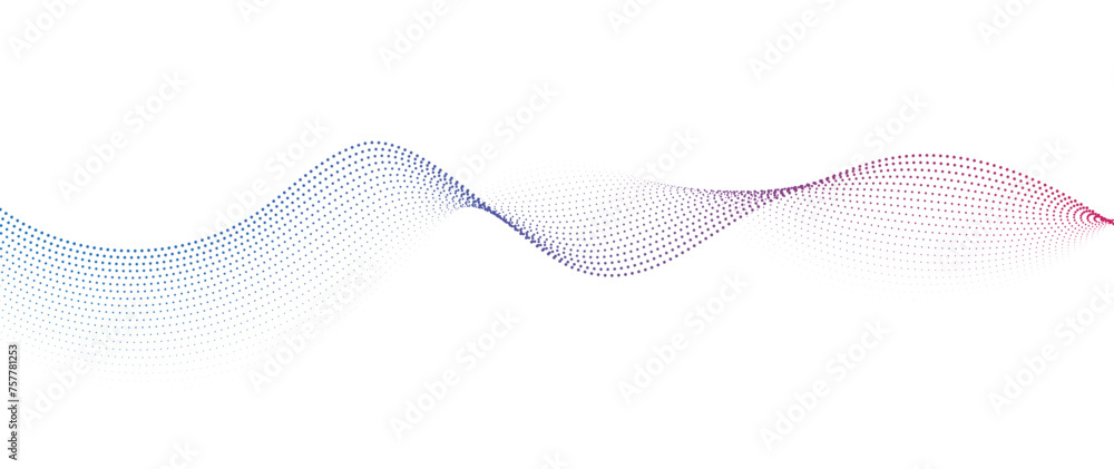 Poster flowing dot wave halftone gradient pattern on transparent background