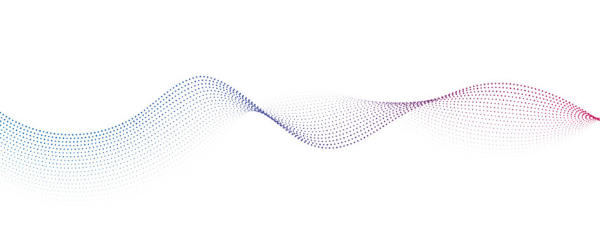 Flowing Dot Wave halftone gradient pattern on transparent background