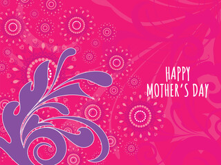 Happy Mother Greeting Card Decorate with Pink Floral Design.