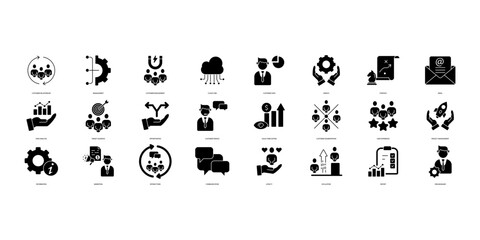 Customer relationship management icons set. Set of editable stroke icons.Vector set of Customer relationship management