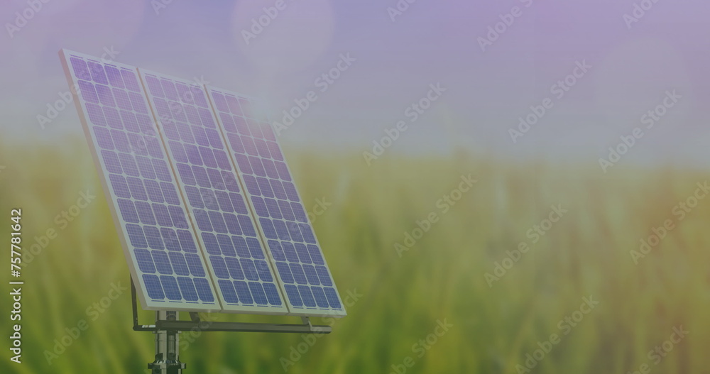 Poster image of data processing and letters over solar panel