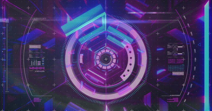 Image of scope scanning and data processing on black background