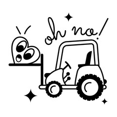 Handy glyph sticker of a forklift truck 