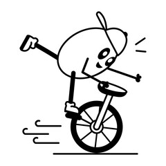 A well-designed glyph sticker of unicycle 