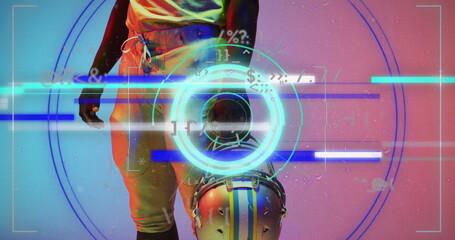 Image of data processing over african american american football player