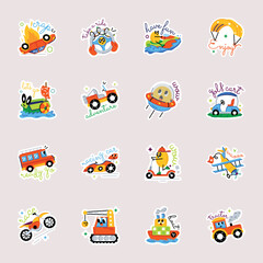 Bundle of Vehicles Flat Stickers 

