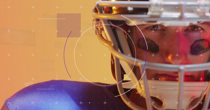 Image of data processing over caucasian american football player