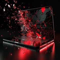 Online danger strikes as laptop falls victim to malicious ransomware attack - obrazy, fototapety, plakaty