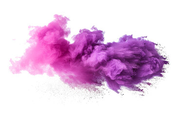 Freeze motion of purple color powder exploding isolated on transparent background With clipping...