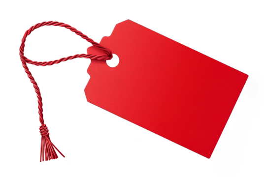 Free shipping red label or price tag isolated on transparent background With clipping path. cut out. 3d render