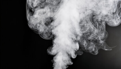 Smoke from a pipe on a black background; the photo zone is white