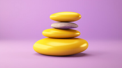 Purple Stack hot stones icon isolated on yellow background