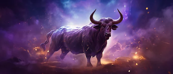 Foto op Aluminium Purple animal bull with a purple background fantasy © levit