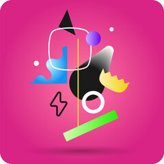 Modern geometric composition of various shapes. Illustration for design. Abstract background in the trend chart.