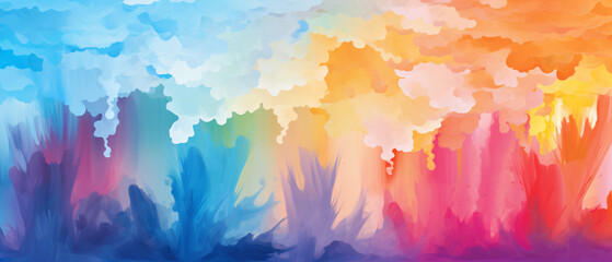 Rainbow oil paint brush style watercolor background.