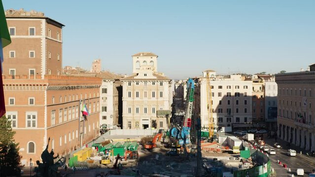 Work in progress inside a square in Rome 