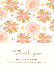 greeting card with vintage flowers decoration, suitable for thank you card, wallpaper, background design, wedding, invitation