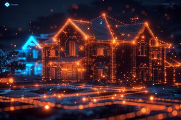 House Illuminated by Glowing Lights
