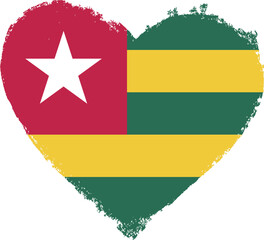 Togo flag in heart shape.