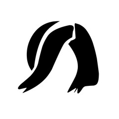 Set of 33 Woman hairstyles. Monochrome icons.vector hairstyle silhouette.