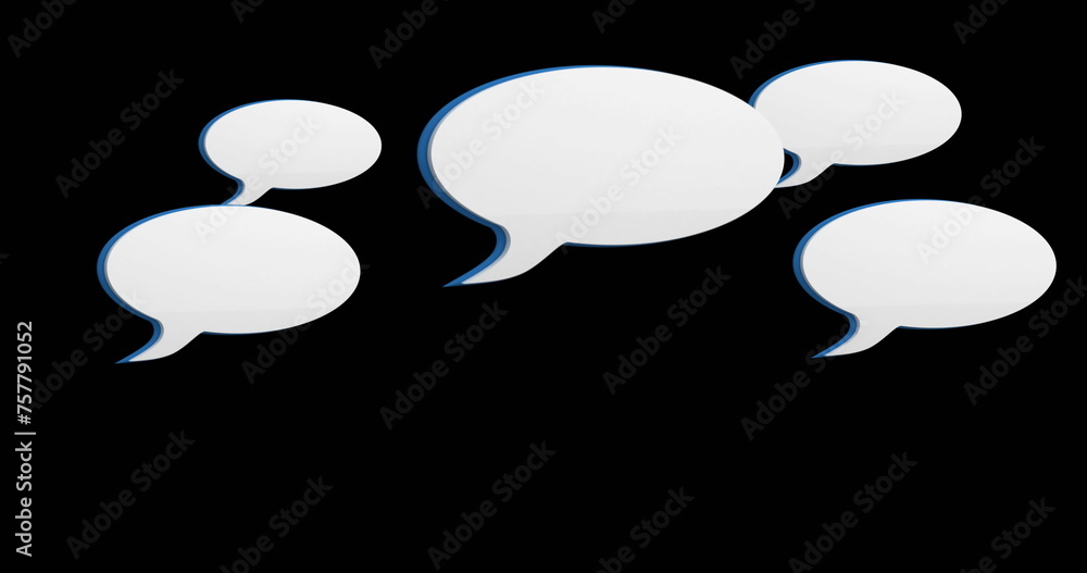 Aufkleber digital image of white message bubble icons hovering in the screen against a black background 4k