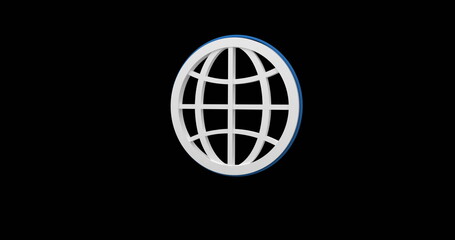 Digital image of a globe icon moving against a black background 4k