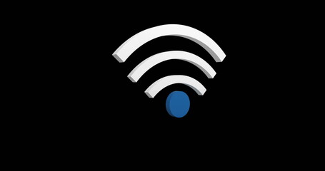 Digital image of a wifi symbol up and down in the screen against the black background
