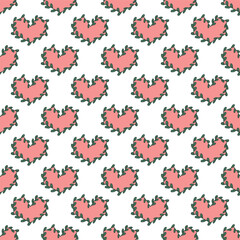 Seamless pattern with hand drawn heart doodle for decorative print, wrapping paper, greeting cards and fabric