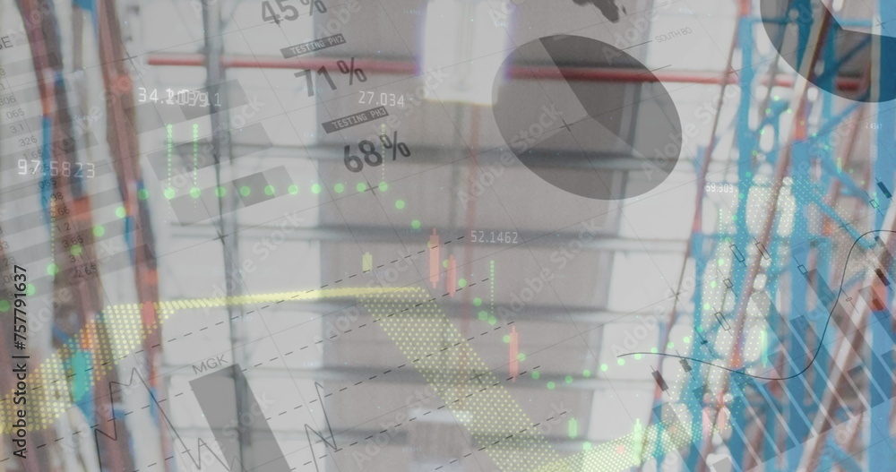Poster image of data processing over empty warehouse