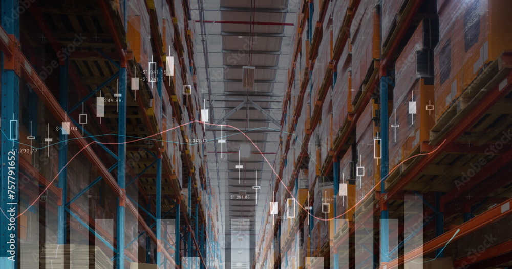 Poster Image of data processing over empty warehouse