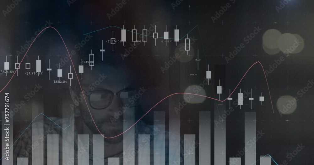 Poster image of data processing over businessman working