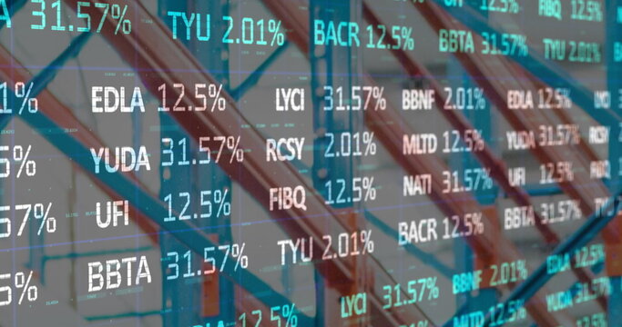 Image of data processing over empty warehouse - Powered by Adobe