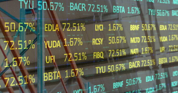 Image of data processing over empty warehouse - Powered by Adobe