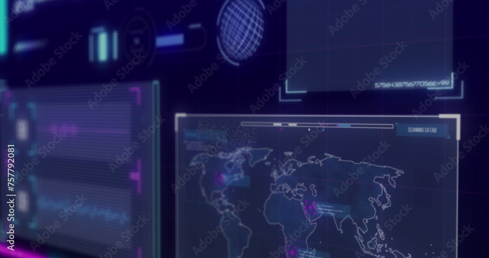 Poster image of dna strand over data processing on black background