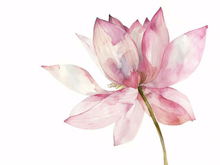 Fototapeta premium Graceful Pink Lotus: Serene Watercolor Beauty