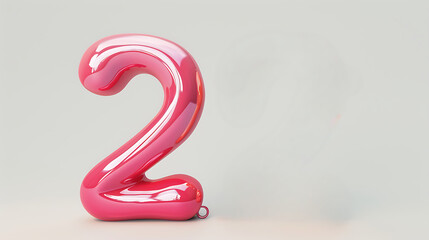 Number Two Balloon - pink number two shaped balloon isolated against a light blue background symbolizing celebration or anniversary