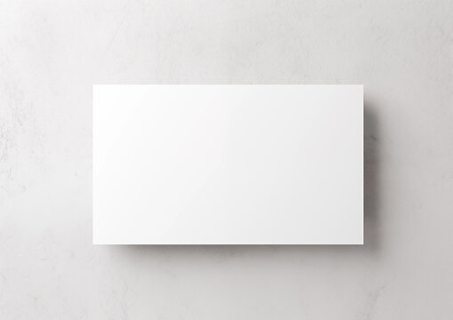Blank white card over light grey background - mock-up render illustration.