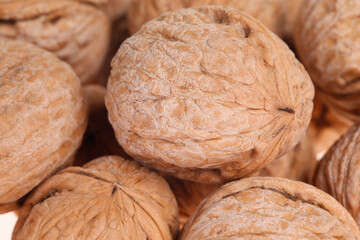 Walnuts are isolated on a white background,