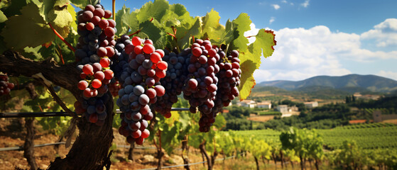 Ripening grapes in a traditional vineyard in Sardinia.