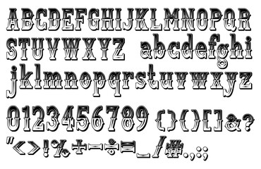 Old 3d Western alphabet letters font
