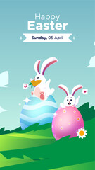Happy easter with bunny illustration vertical background