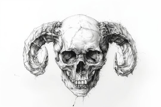 Intriguing Devil Skull Vector Illustration on a Clean White Background. AI Generated Content