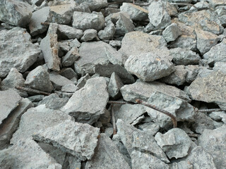 Cement floor and concrete iron wire that have been broken and removed from inside a factory
